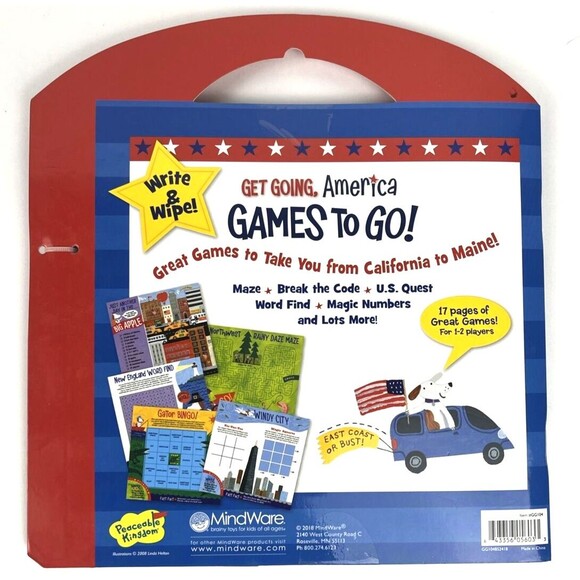 Peaceable Kingdom - Get Going America - Write & Wipe Games On The Go - Picture 2 of 4